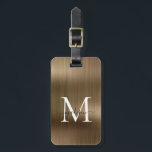 Koper Goud Geborsteld Metalen Script Monogram Glam Bagagelabel<br><div class="desc">Koper Geel Messing Goud Geborsteld Metalen Script Monogram Schattige Tas Label</div>