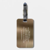 Koper Goud Geborsteld Metalen Script Monogram Glam Bagagelabel (Achterkant verticaal)