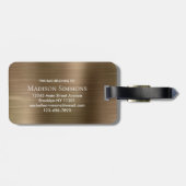 Koper Goud Geborsteld Metalen Script Monogram Glam Bagagelabel (Achterkant horizontaal)