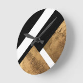 Koper Goud Geometrisch Chique Zwart Wit Ronde Klok (Hoek)