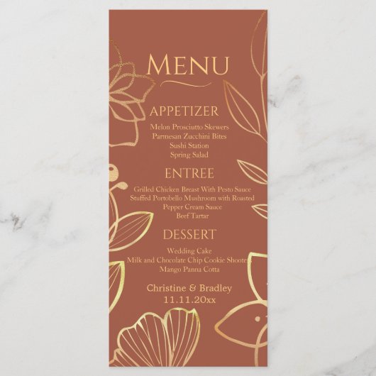 Koper & Goud Wedding Menu (Voorkant)
