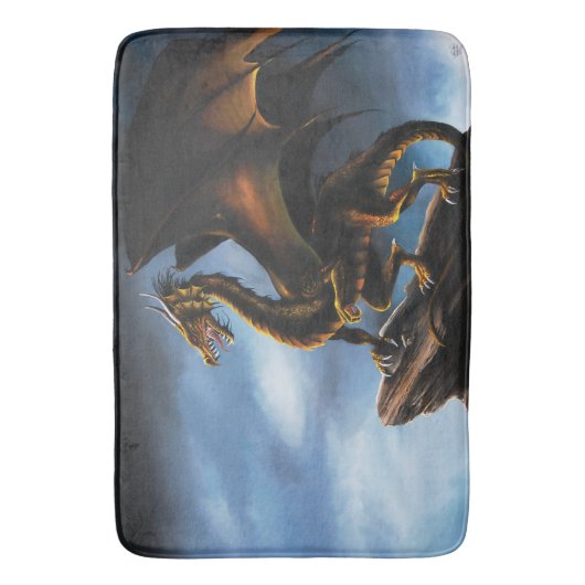 Koper Goud Zwart Draak Badmat (Voorkant Verticaal)