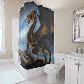 Koper Goud Zwart Draak Douchegordijn (In situ)