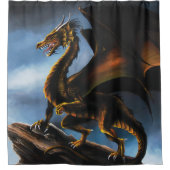 Koper Goud Zwart Draak Douchegordijn (Voorkant)