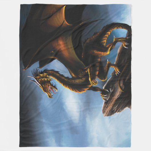 Koper Goud Zwart Draak Fleece Deken (Voorkant)
