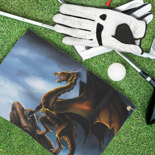 Koper Goud Zwart Draak Golfhanddoek