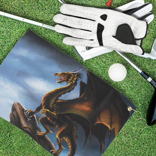 Koper Goud Zwart Draak Golfhanddoek