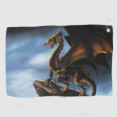 Koper Goud Zwart Draak Golfhanddoek (Horizontaal)