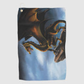 Koper Goud Zwart Draak Golfhanddoek (Voorkant)