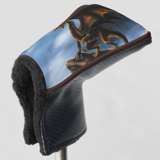 Koper Goud Zwart Draak Golfheadcover (3/4 voorkant)