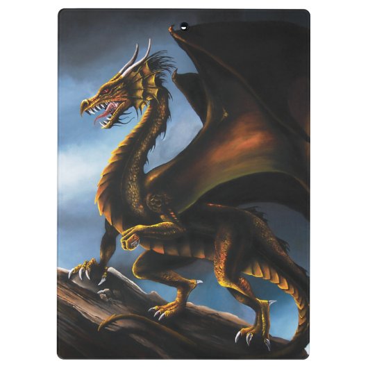 Koper Goud Zwart Draak Klembord (Achterkant)