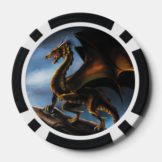 Koper Goud Zwart Draak Poker Chips (Achterkant)