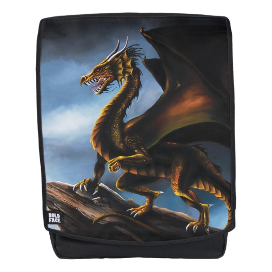 Koper Goud Zwart Draak Rugtassen (Voorkant)