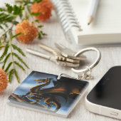 Koper Goud Zwart Draak Sleutelhanger (Voorkant Rechts)