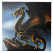 Koper Goud Zwart Draak Tegeltje (Voorkant)