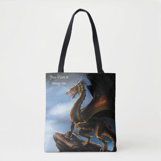 Koper Goud Zwart Draak Tote Bag (Voorkant)