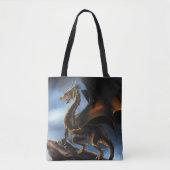 Koper Goud Zwart Draak Tote Bag (Voorkant)