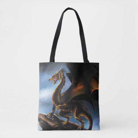 Koper Goud Zwart Draak Tote Bag (Voorkant)