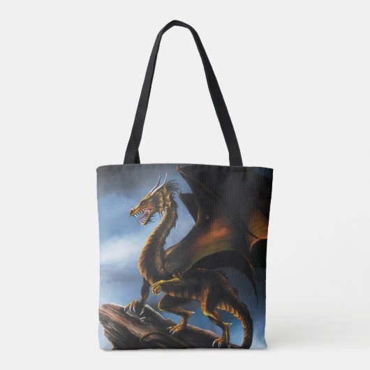 Koper Goud Zwart Draak Tote Bag (Achterkant)