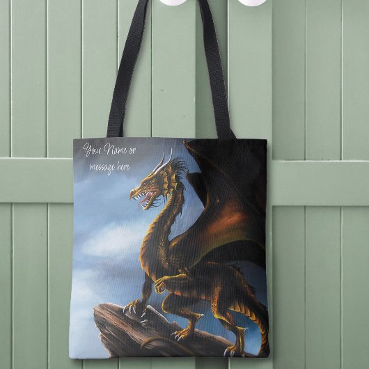 Koper Goud Zwart Draak Tote Bag