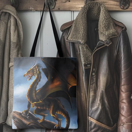 Koper Goud Zwart Draak Tote Bag