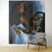 Koper Goud Zwart Draak Wandkleed (In situ)