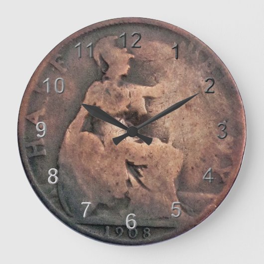 Koper Half Penny Coin Grote Klok (Voorkant)