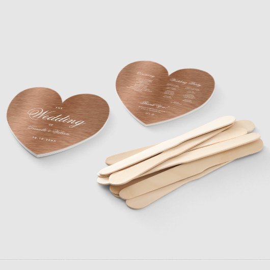 Koper Hart Elegant Witte Scriptie Huwelijksprogram Handwaaier (Niet-gemonteerd)