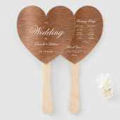 Koper Hart Elegant Witte Scriptie Huwelijksprogram Handwaaier (Voorkant en achterkant)