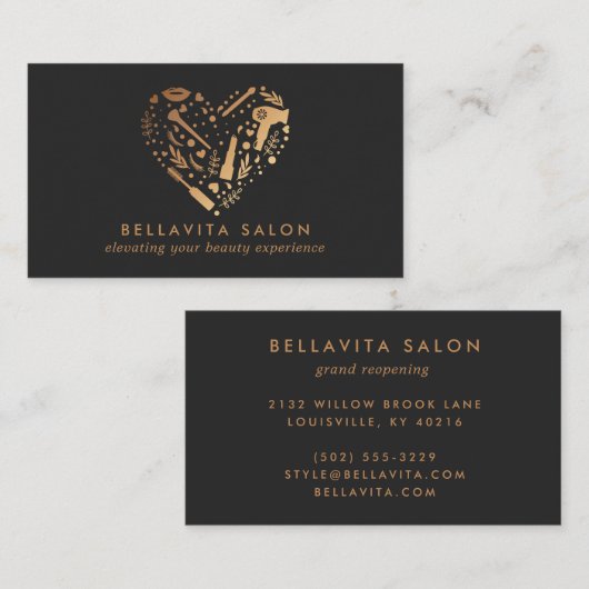 Koper Heart Hair Stylist Salon Visitekaartje (Voorkant / Achterkant)