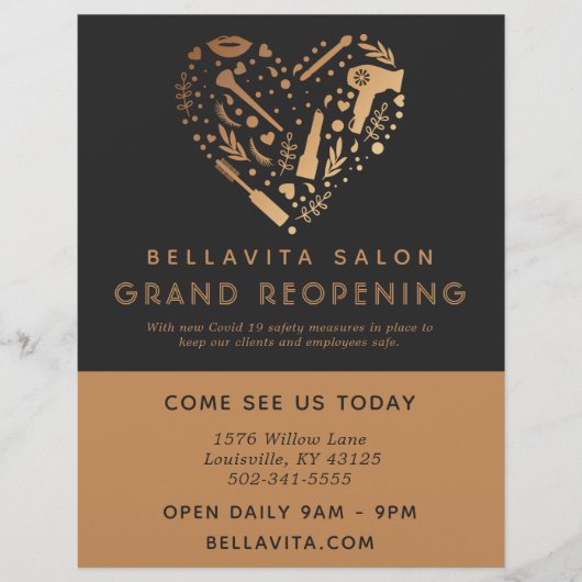Koper Heart Salon Business Grand Reopening Flyer (Voorkant)