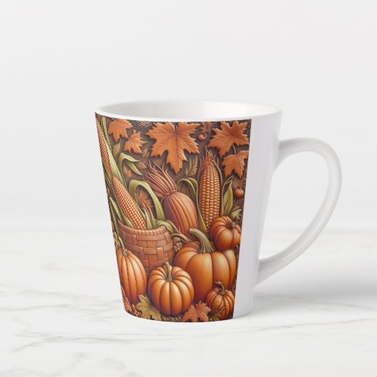 Koper Herfst seizoen bladeren en pompoenen Latte Mok (Rechts)