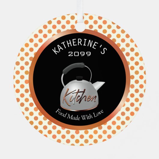 Koper keuken eten gemaakt met liefde kerst metalen ornament (Achterkant)