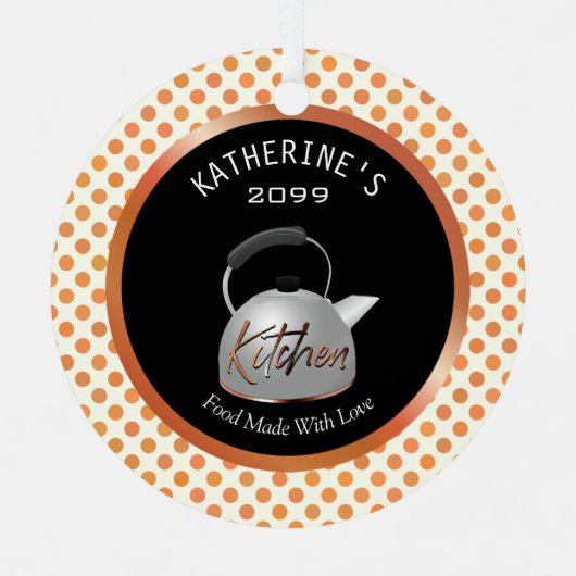 Koper keuken eten gemaakt met liefde kerst metalen ornament (Voorkant)