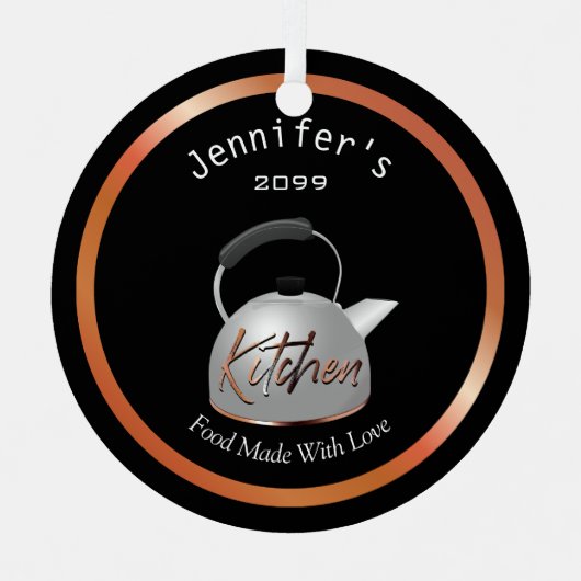 Koper keuken eten gemaakt met liefde metalen ornament (Voorkant)