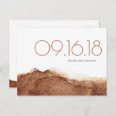 Koper kleur moderne, eenvoudige bruiloft met datum aankondigingskaart (Voorkant / Achterkant)