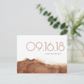 Koper kleur moderne, eenvoudige bruiloft met datum aankondigingskaart (Staand voorkant)