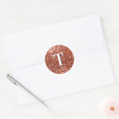 Koper Klungelige Glitter Monogram Ronde Sticker (Envelop)