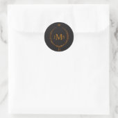 Koper Laurel krans met kroon Elegant Monogram Ronde Sticker (Tas)