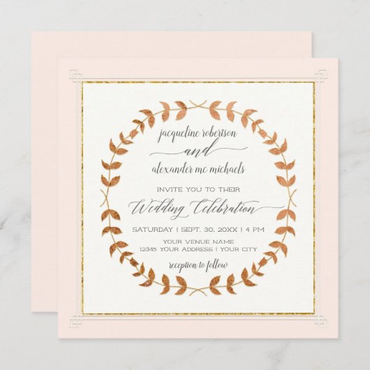 Koper: Laurel Leaf Wreatscript Typografie Kaart (Voorkant / Achterkant)