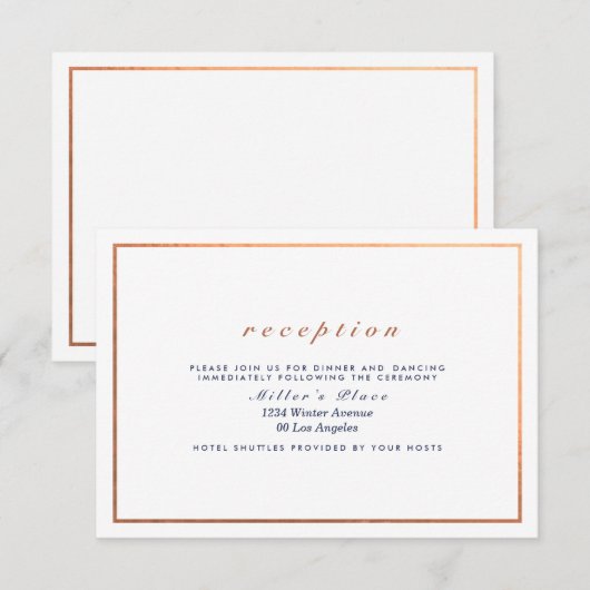 Koper Lijst op White Wedding Reception Kaart (Voorkant / Achterkant)