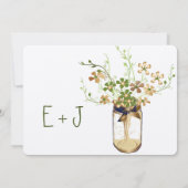 Koper Limoen Olive Mason Jar Wild Flower Wedding Kaart (Achterkant)