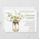 Koper Limoen Olive Mason Jar Wild Flower Wedding Kaart (Voorkant)