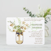 Koper Limoen Olive Mason Jar Wild Flower Wedding Kaart (Staand voorkant)