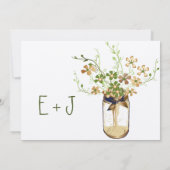 Koper Limoen Olive Mason Jar Wild Flower Wedding Kaart (Achterkant)