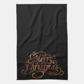 Koper-look Vrolijk kerstscript keukendoek Theedoek (Verticaal)