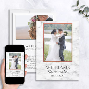 Koper Marble Photo Wedding Announding Reception Kaart