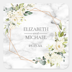Koper Marmer Geometrische Bloemen Bruiloft Sticker