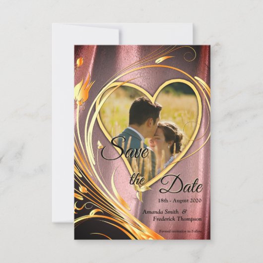 Koper/messing en lauw save the date (Voorkant)