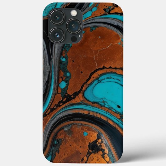 Koper met turquoise abstract Case-Mate iPhone case (Achterkant)